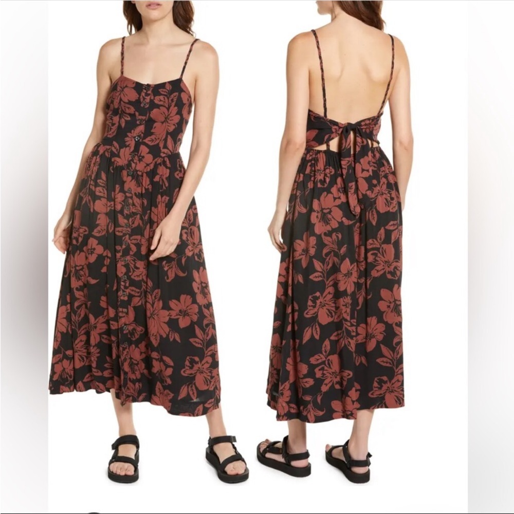 Free People Floral Print Halter Neck Sundress- Dark Combo